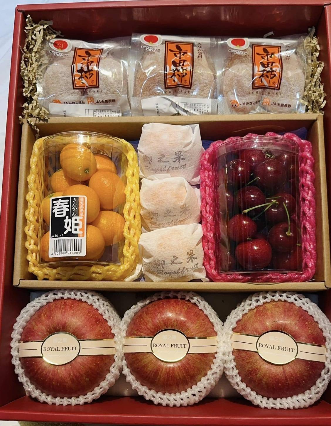 12-4市田柿+日本金桔+日本蜜柑+紐西蘭櫻桃+青森蘋果